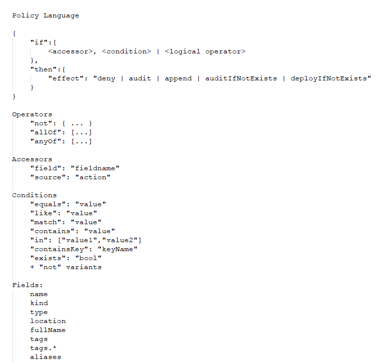 Cloudrichtlinien mit Azure Policy 8 Policy Language